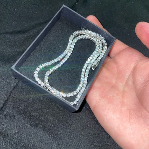 Mossianite Cuban Link Chain Necklace with Pass Diamond Tester VVS